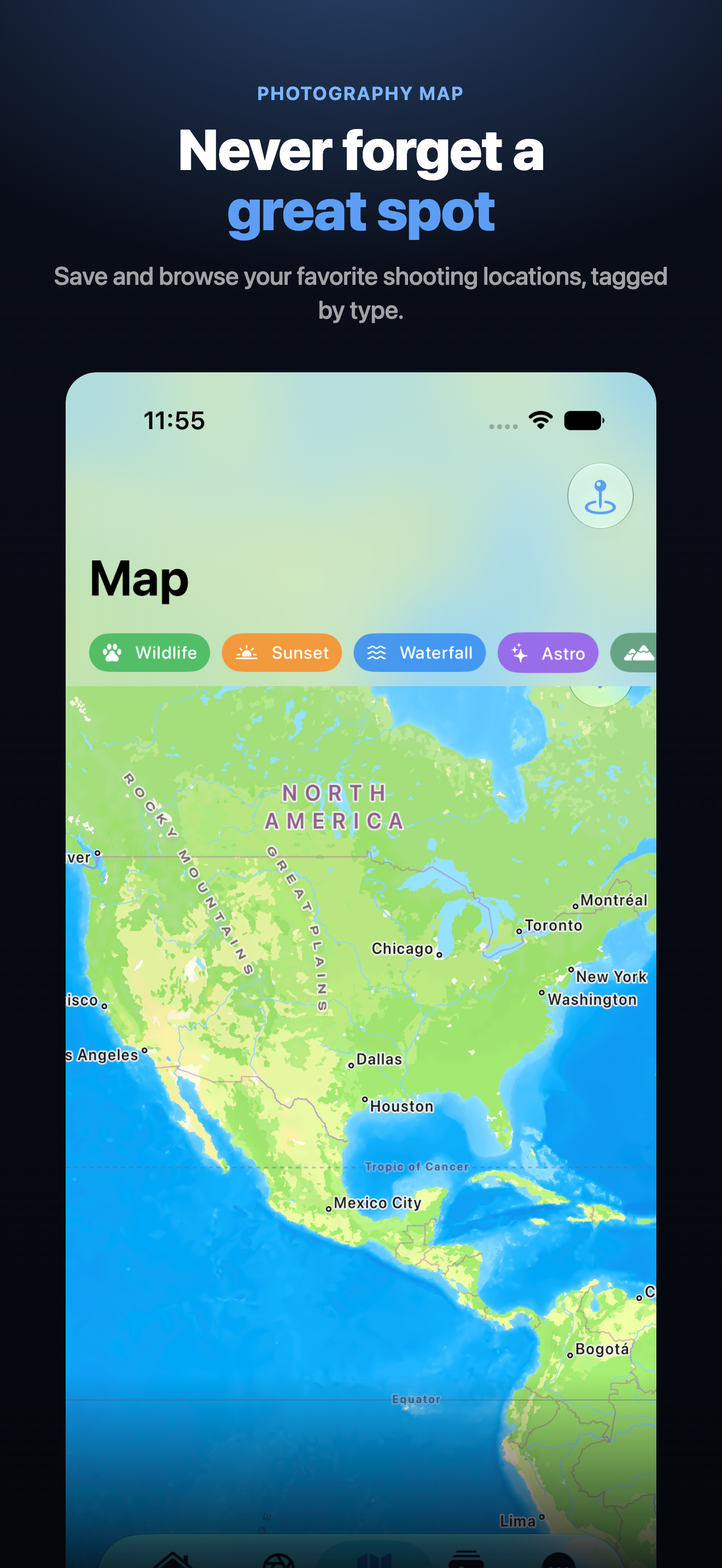 CaptureReady Photography Map with saved locations
